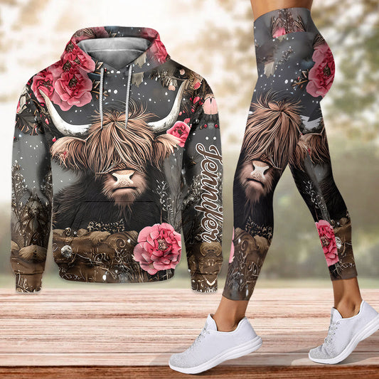 Love Highland Cows - Personalized Highland Cow Hoodie and Leggings