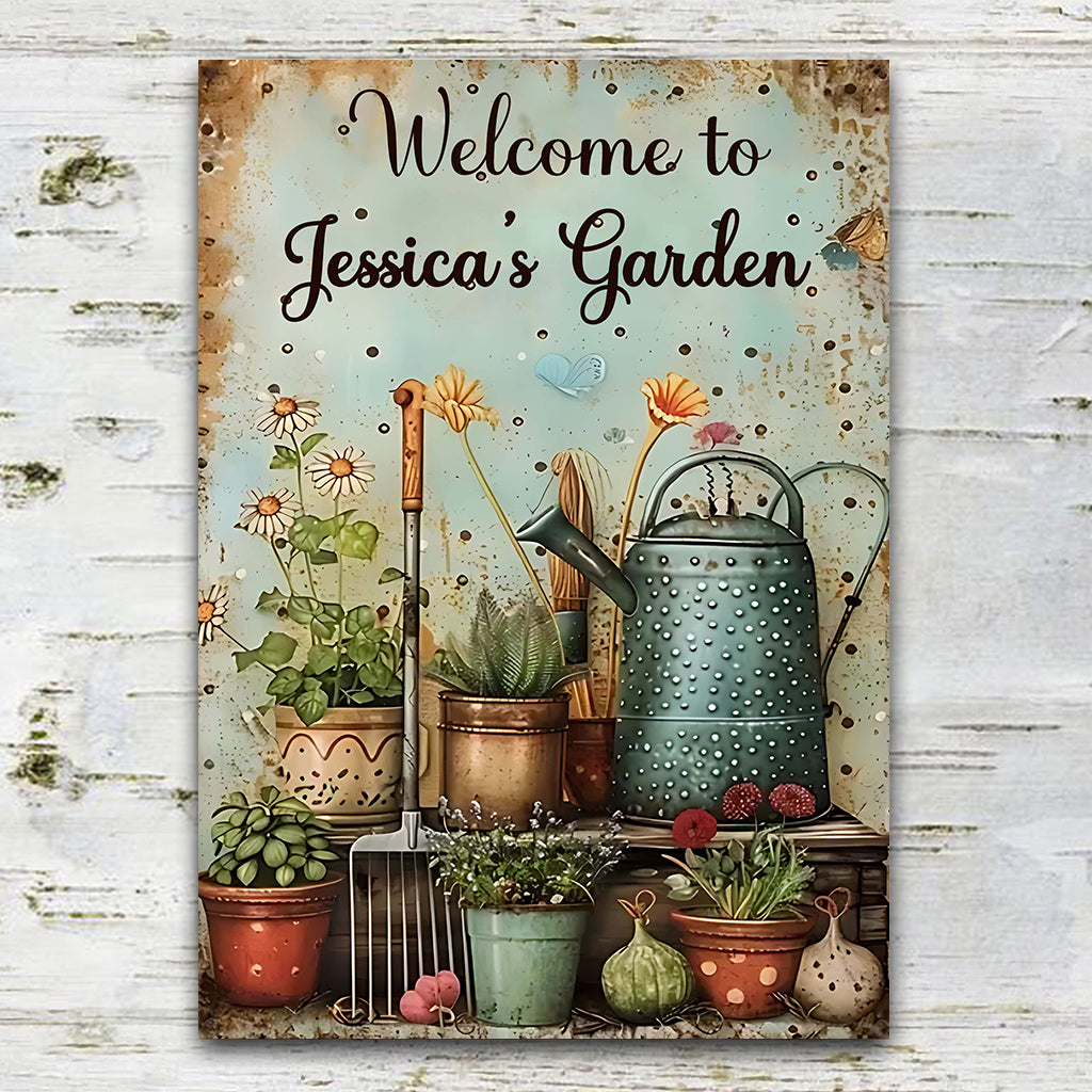 Welcome To My Garden - Personalized Gardening Rectangle Metal Sign