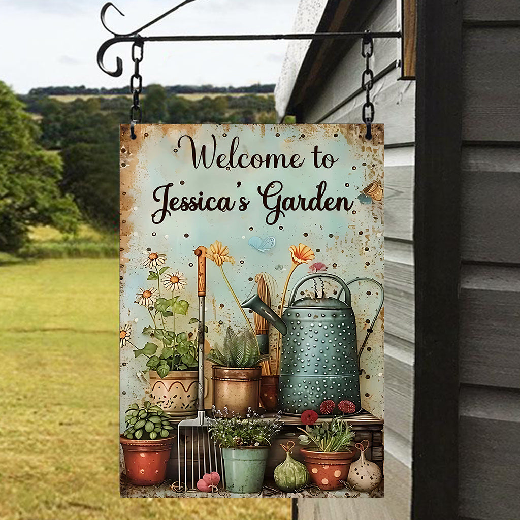 Welcome To My Garden - Personalized Gardening Rectangle Metal Sign