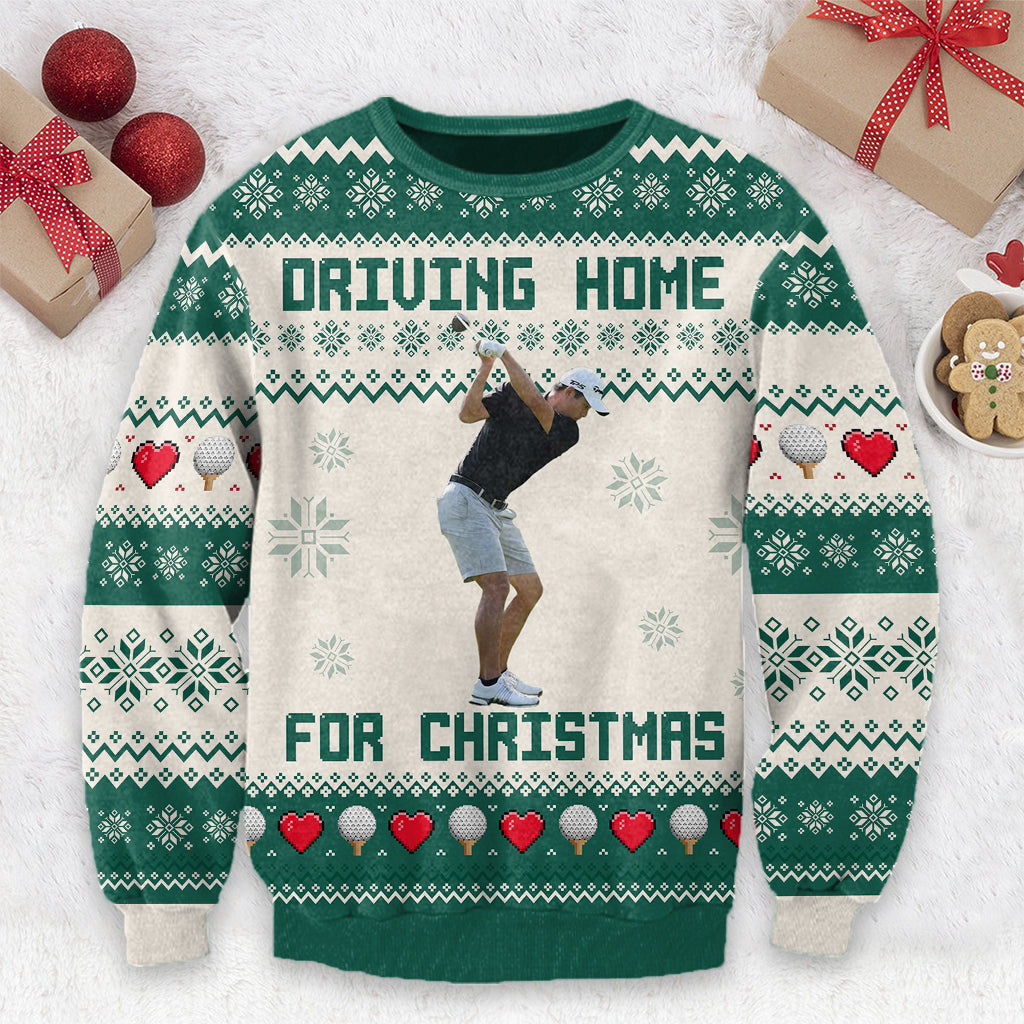 Driving Home For Christmas - Personalized Golf Ugly Sweater