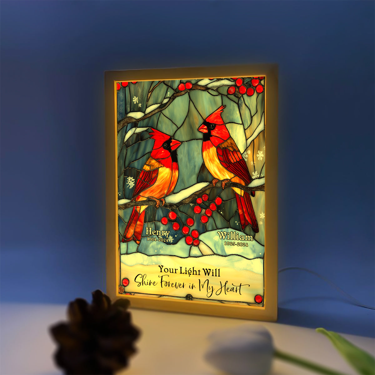 Your Light Will Shine Forever In My Heart - Personalized Memorial Picture Frame Light Box