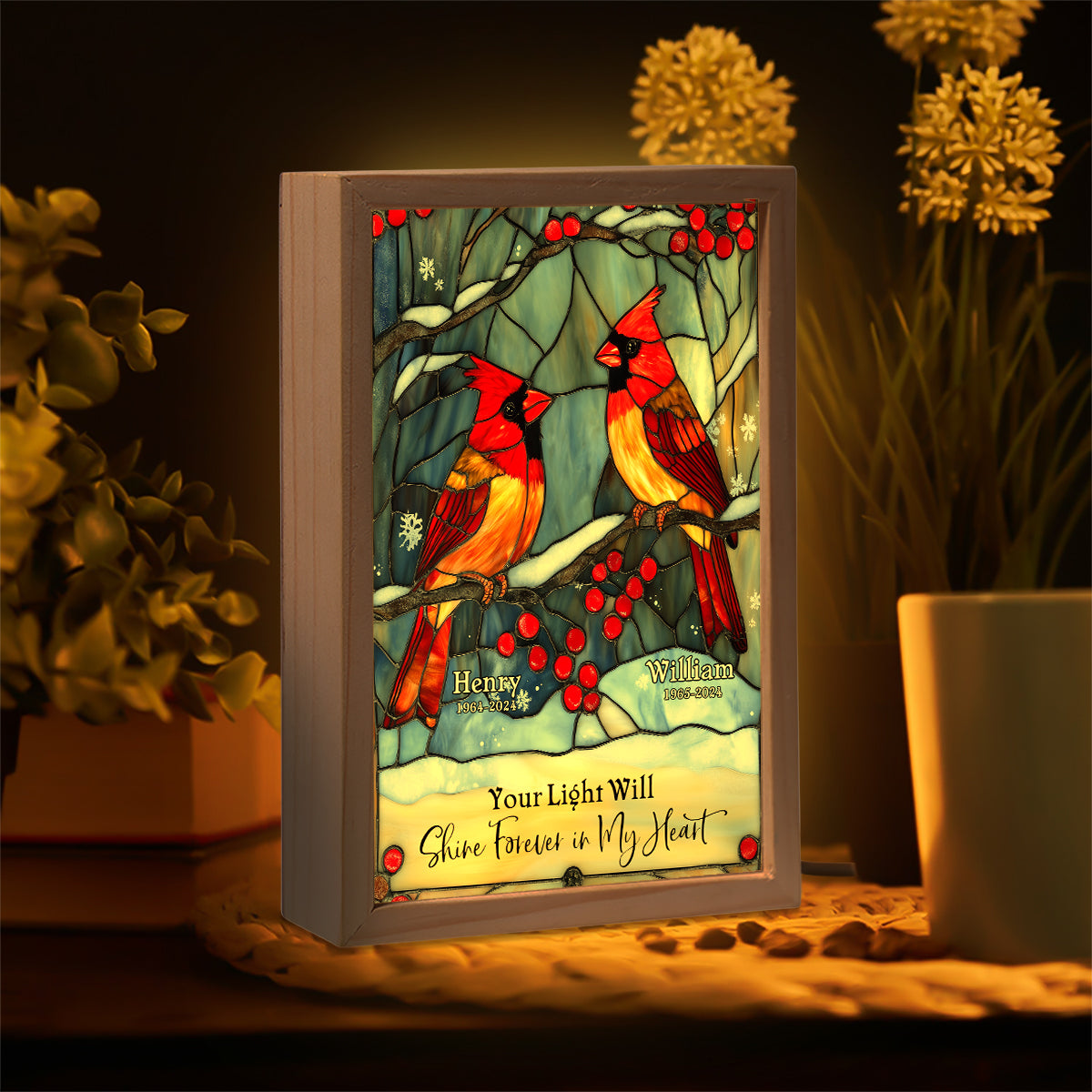 Your Light Will Shine Forever In My Heart - Personalized Memorial Picture Frame Light Box