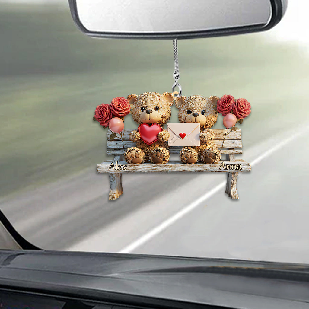 Cute Bear Couple - Personalized Couple Car Ornament