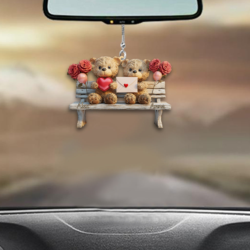 Cute Bear Couple - Personalized Couple Car Ornament