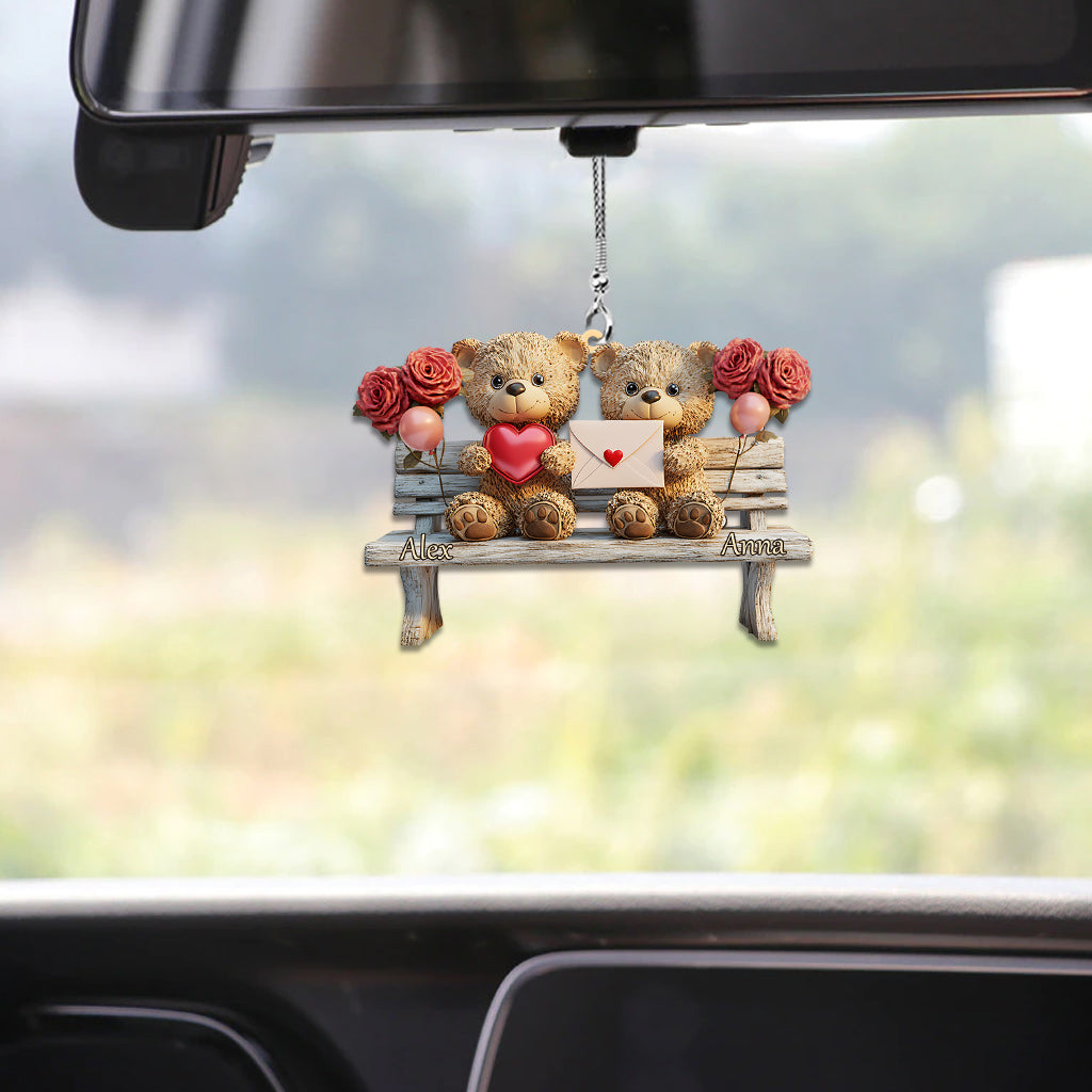 Cute Bear Couple - Personalized Couple Car Ornament