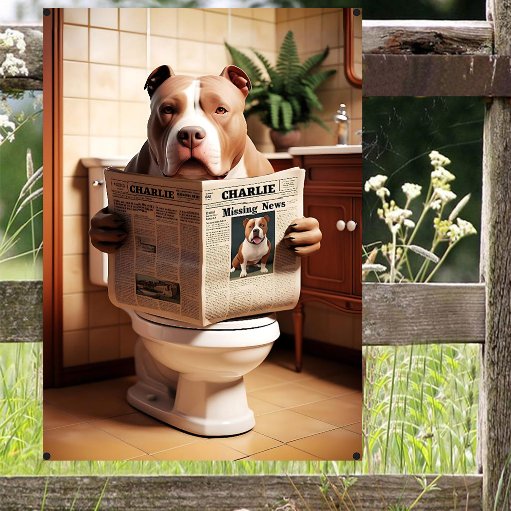 Missing Dog Reading Newspaper - Personalized Dog Rectangle Metal Sign