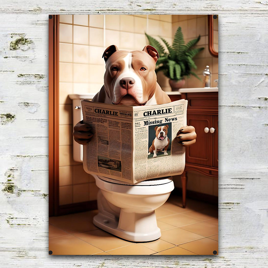 Missing Dog Reading Newspaper - Personalized Dog Rectangle Metal Sign