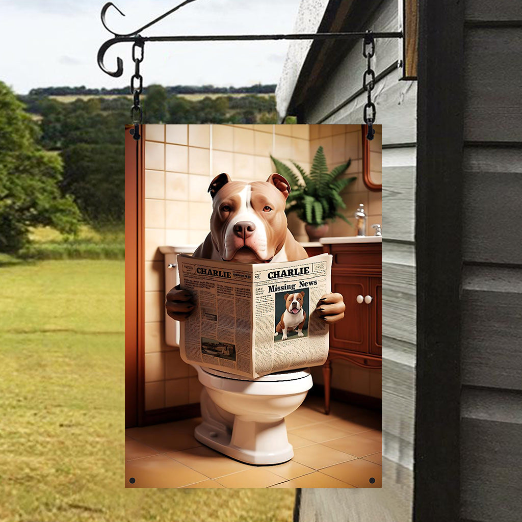 Missing Dog Reading Newspaper - Personalized Dog Rectangle Metal Sign