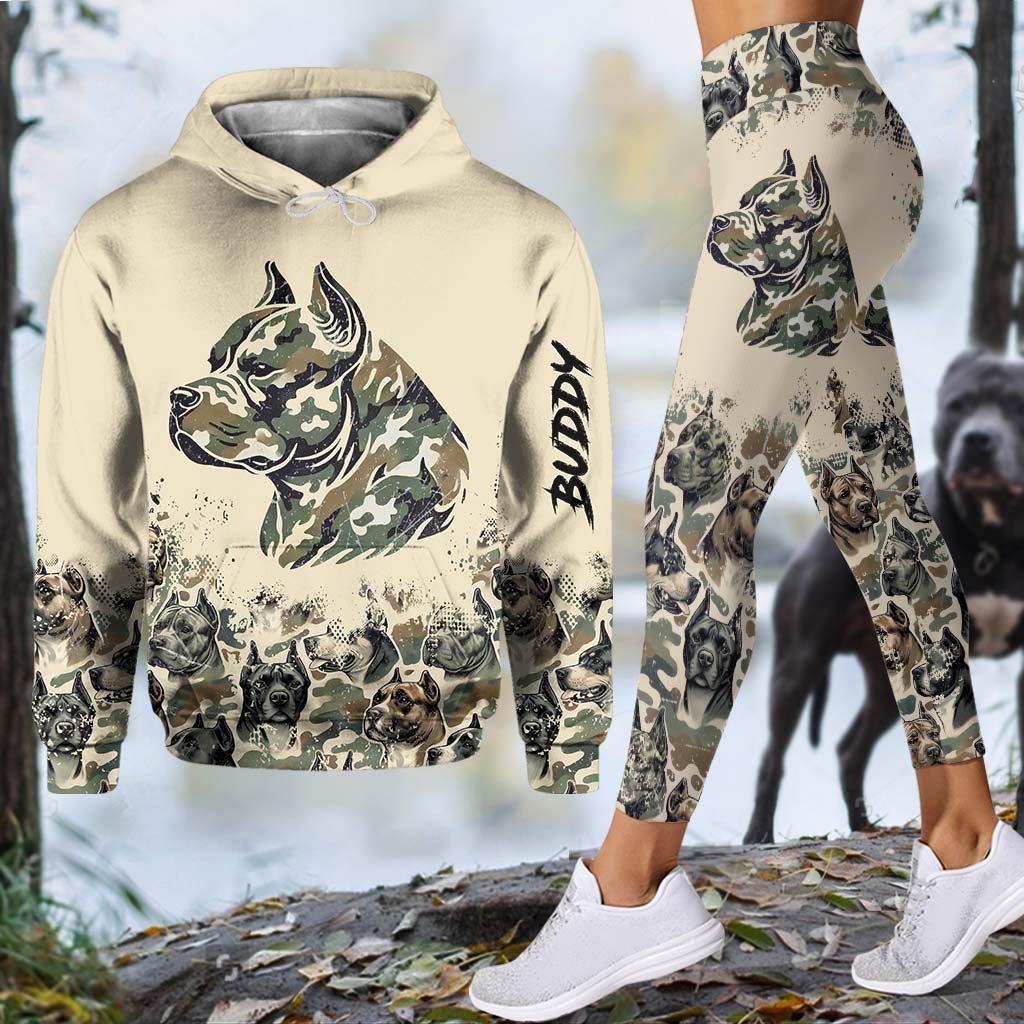 Pitbull Camouflage - Personalized Dog Hoodie and Leggings