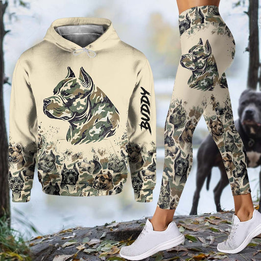 Pitbull Camouflage - Personalized Dog Hoodie and Leggings