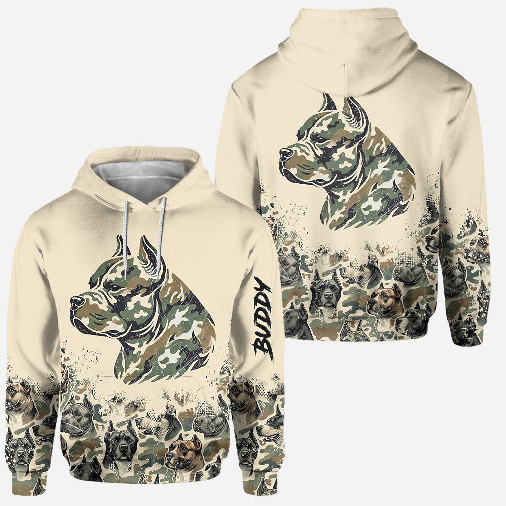 Pitbull Camouflage - Personalized Dog Hoodie and Leggings