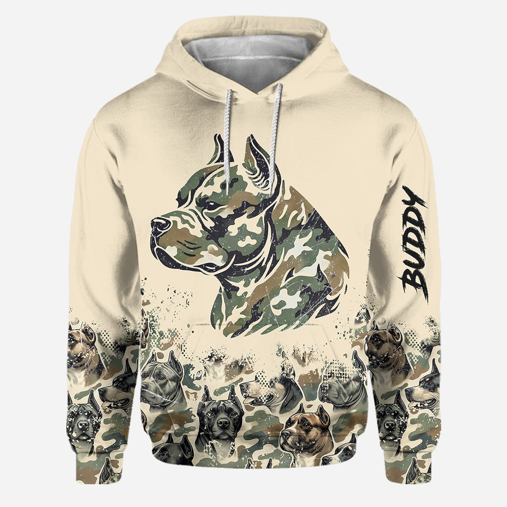 Pitbull Camouflage - Personalized Dog Hoodie and Leggings