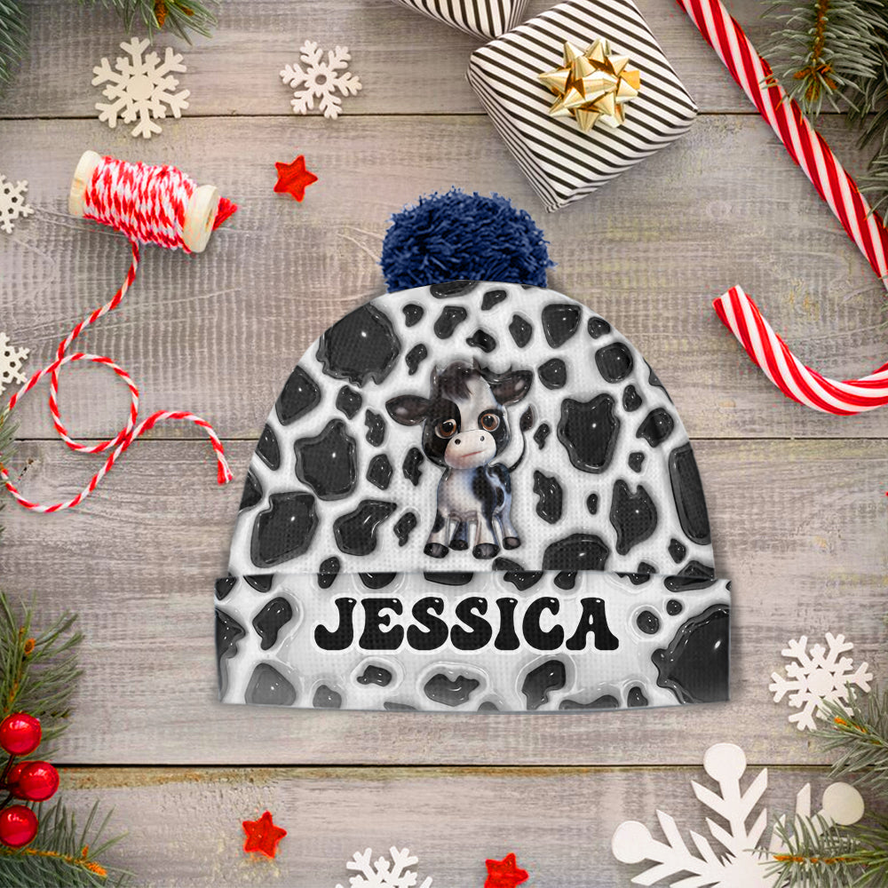 Moody Baby Cow - Personalized Cow Beanie Hat