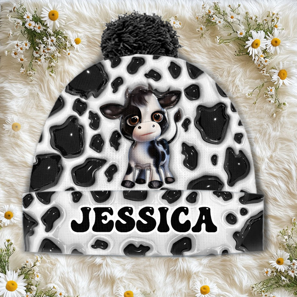 Moody Baby Cow - Personalized Cow Beanie Hat