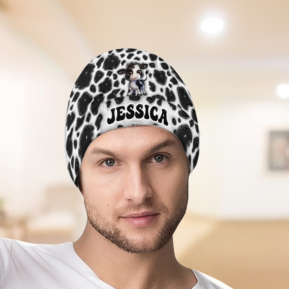 Moody Baby Cow - Personalized Cow Beanie Hat