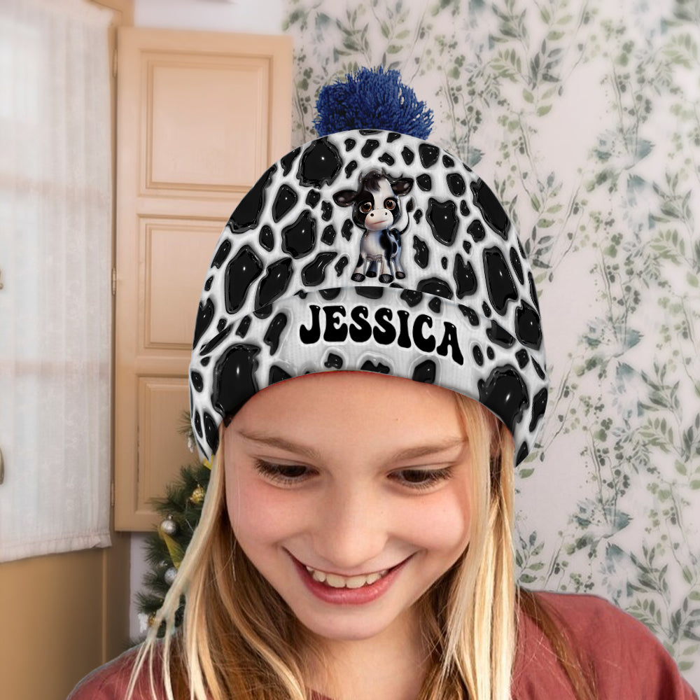 Moody Baby Cow - Personalized Cow Beanie Hat