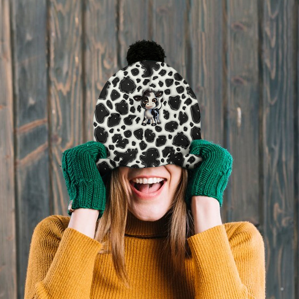 Moody Baby Cow - Personalized Cow Beanie Hat