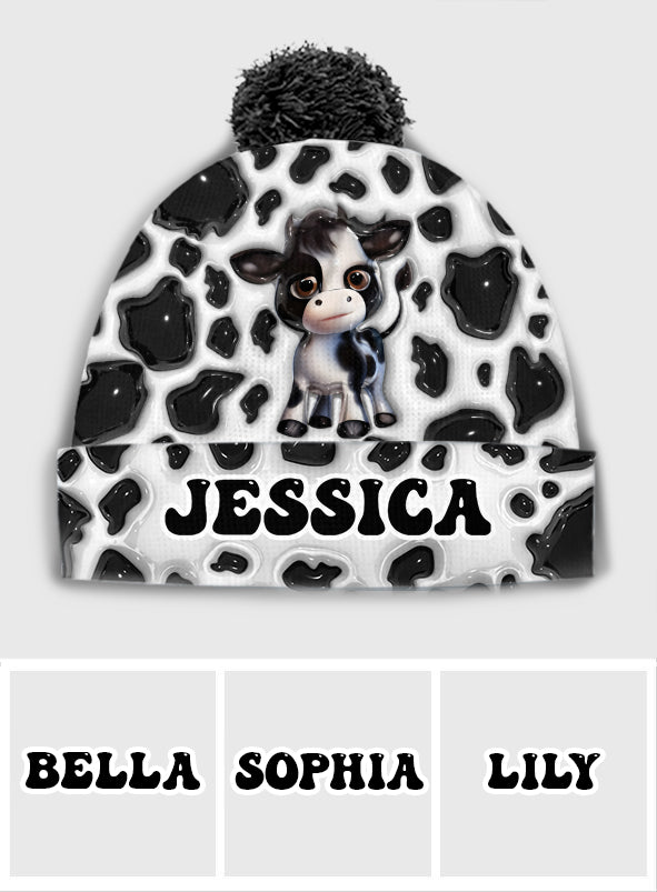 Moody Baby Cow - Personalized Cow Beanie Hat