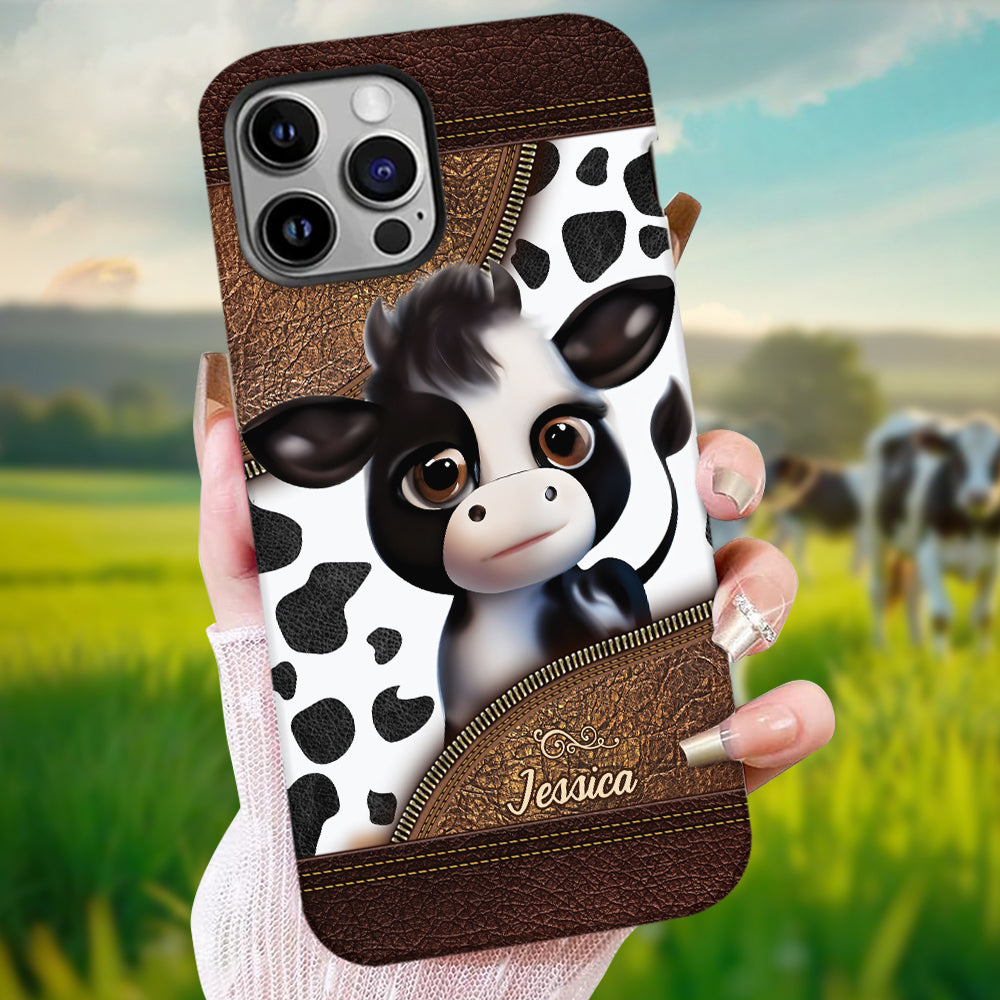 Moody Baby Cow - Personalized Cow Full Print Phone Case