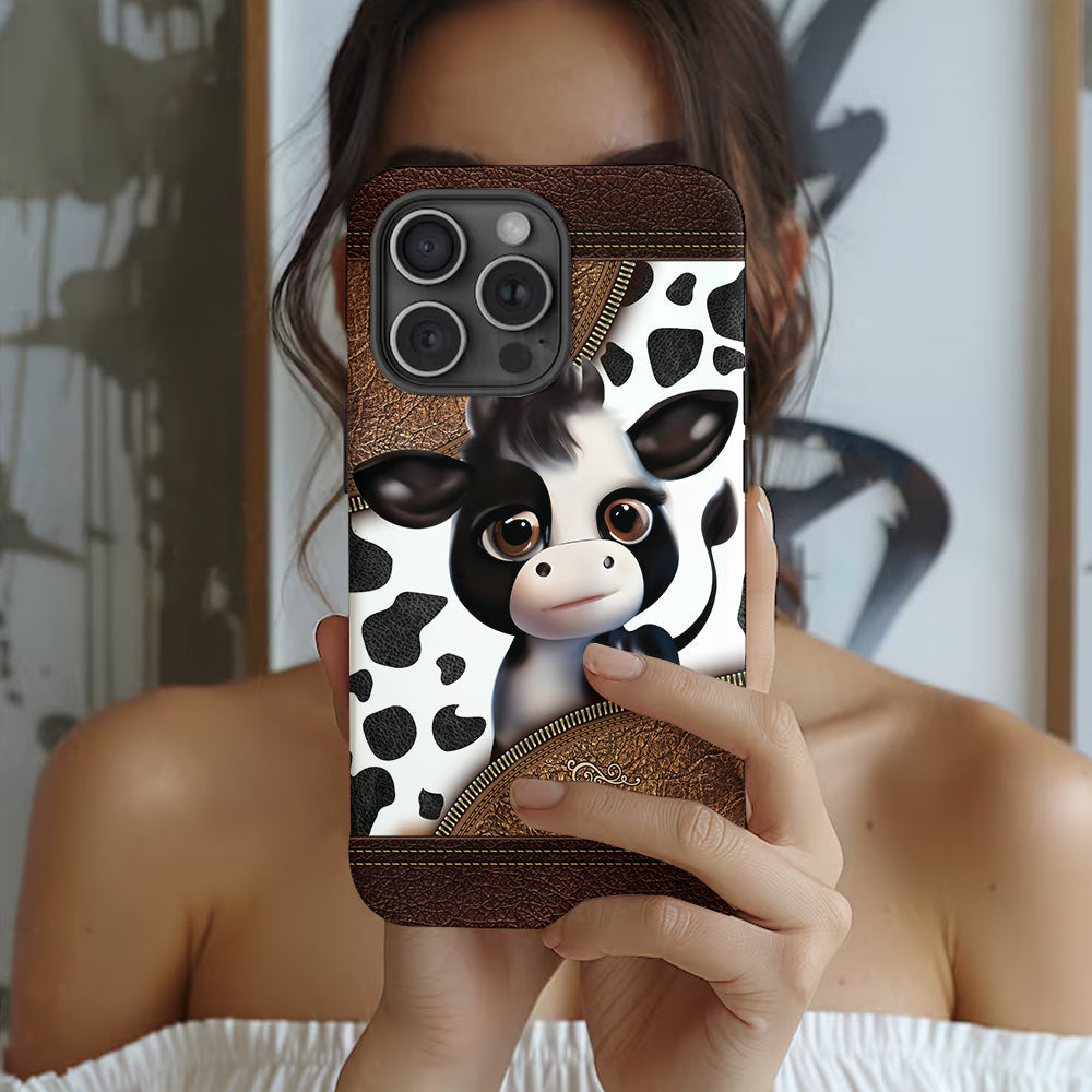 Moody Baby Cow - Personalized Cow Full Print Phone Case
