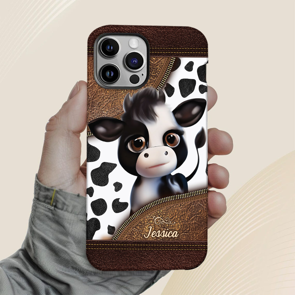 Moody Baby Cow - Personalized Cow Full Print Phone Case