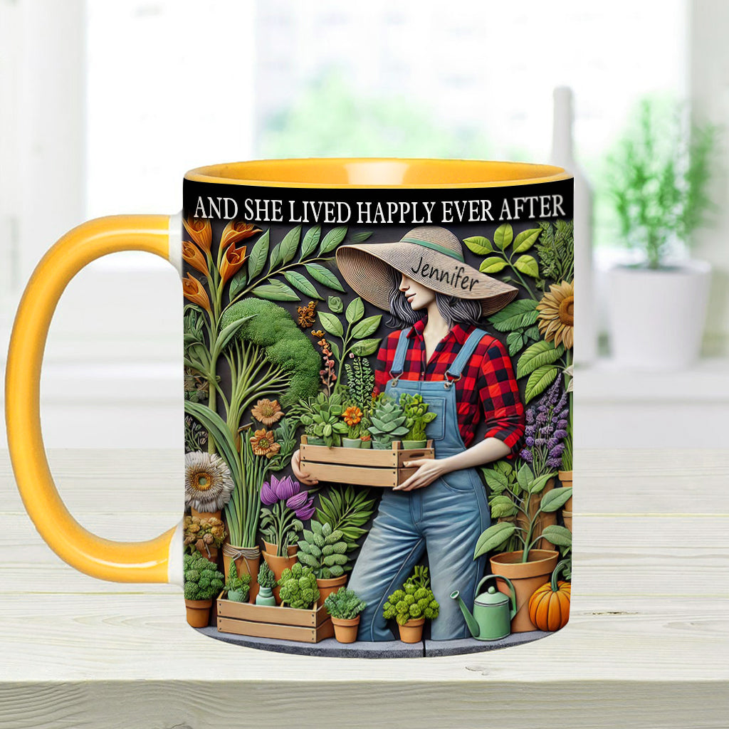 And She Lived Happily Ever After - Personalized Gardening Accent Mug