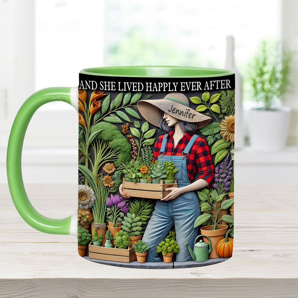 And She Lived Happily Ever After - Personalized Gardening Accent Mug