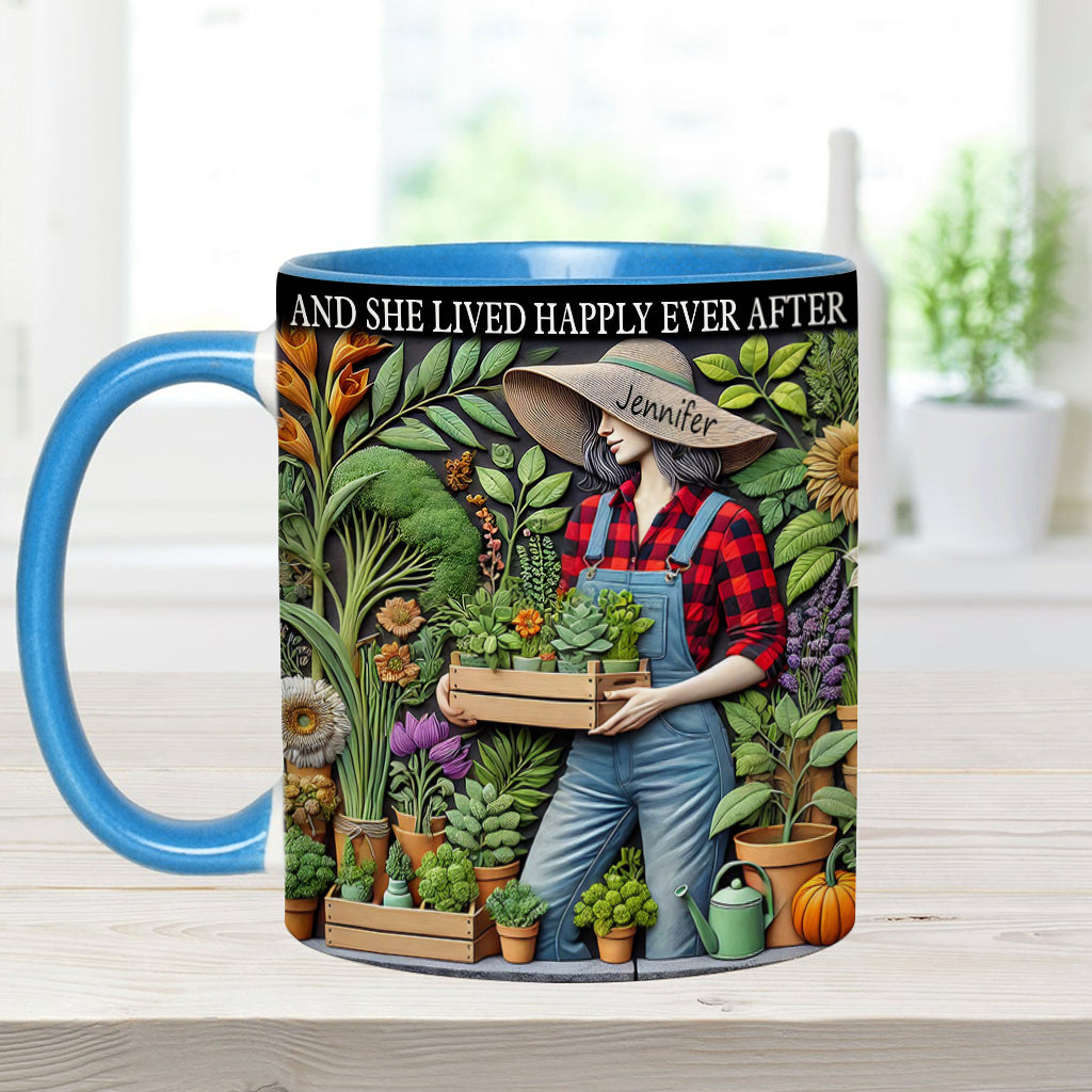And She Lived Happily Ever After - Personalized Gardening Accent Mug