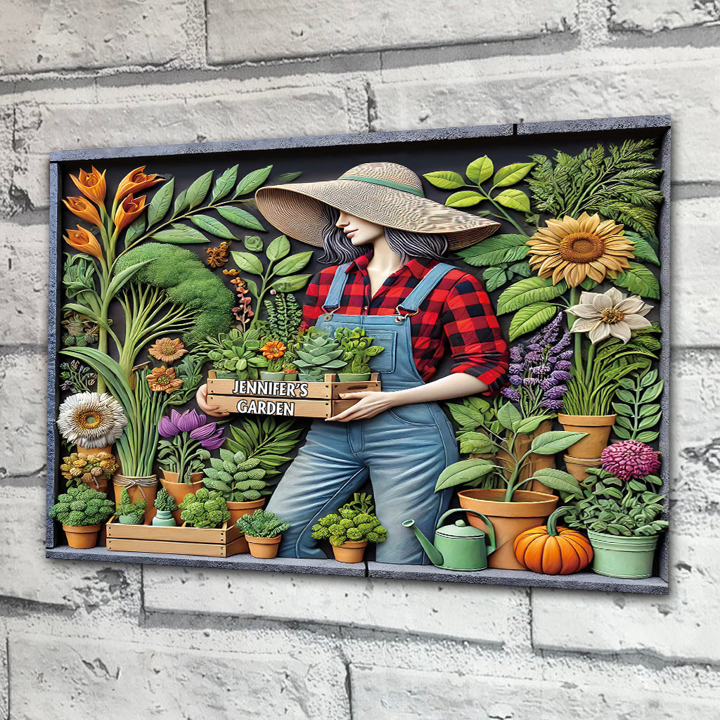 Love Gardening - Personalized Gardening Rectangle Metal Sign