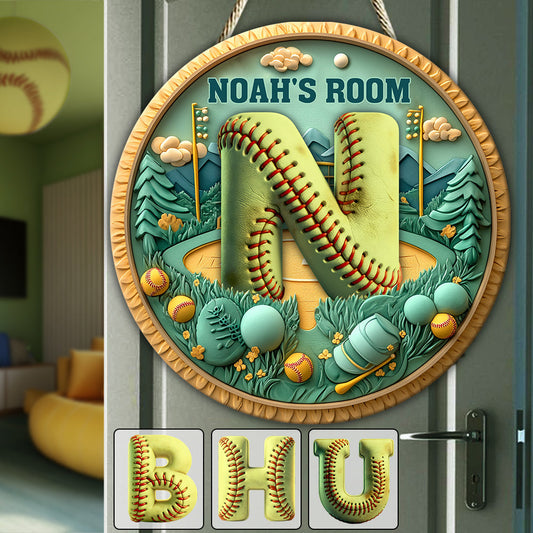 Softball Player Room - Personalized Softball Custom Shaped Wood Sign