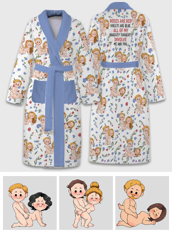 Roses Are Red - Personalized Couple Pajama Kimono Robe