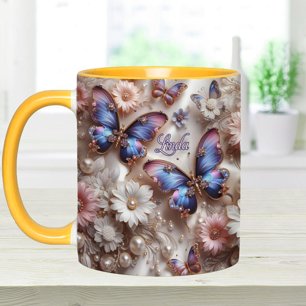 Beautiful Butterfly - Personalized Butterfly Accent Mug