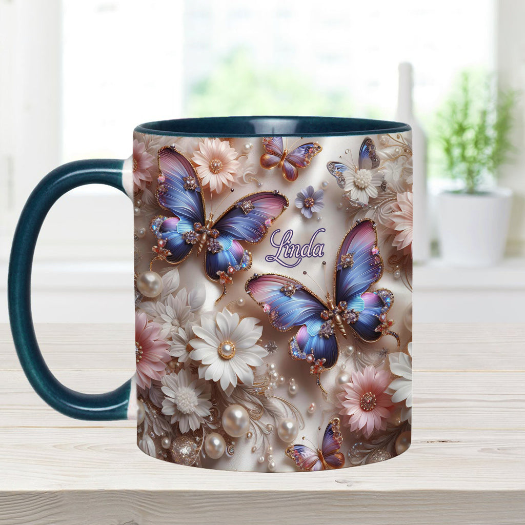 Beautiful Butterfly - Personalized Butterfly Accent Mug