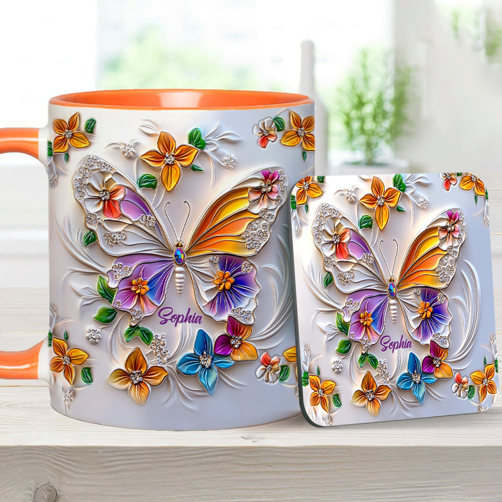 Stunning Butterfly - Personalized Butterfly Accent Mug