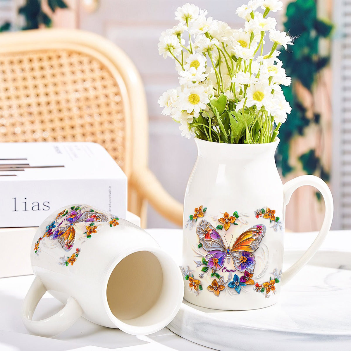 Stunning Butterfly Dragonfly Hummingbird - Personalized Butterfly Ceramic Flower Vase