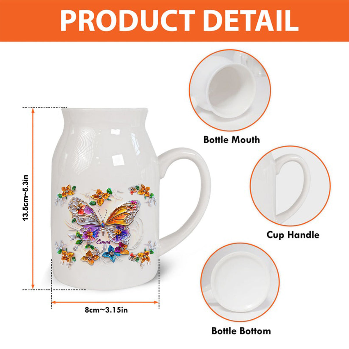 Stunning Butterfly Dragonfly Hummingbird - Personalized Butterfly Ceramic Flower Vase