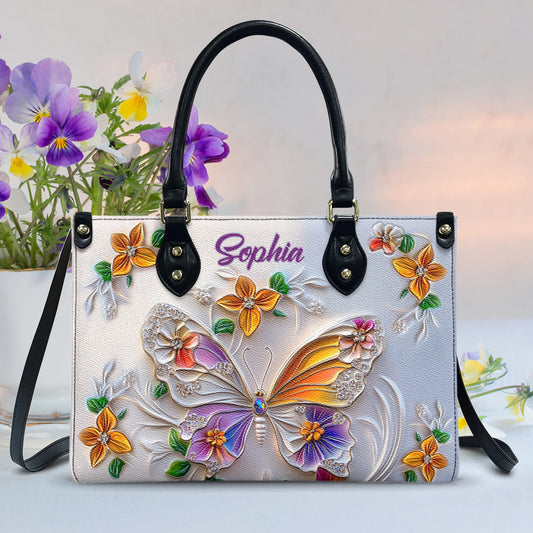 Stunning Butterfly - Personalized Butterfly Leather Handbag