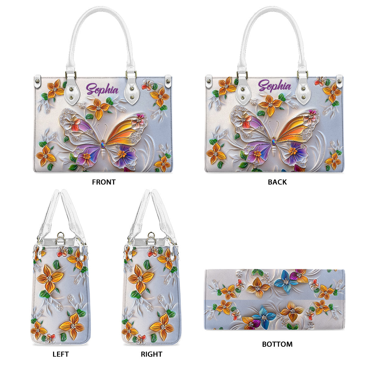 Stunning Butterfly - Personalized Butterfly Leather Handbag