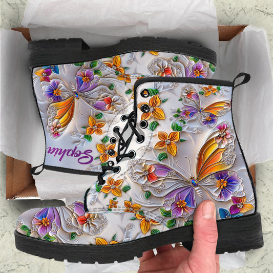 Walk With Faith - Personalized Butterfly Leather Boots Test