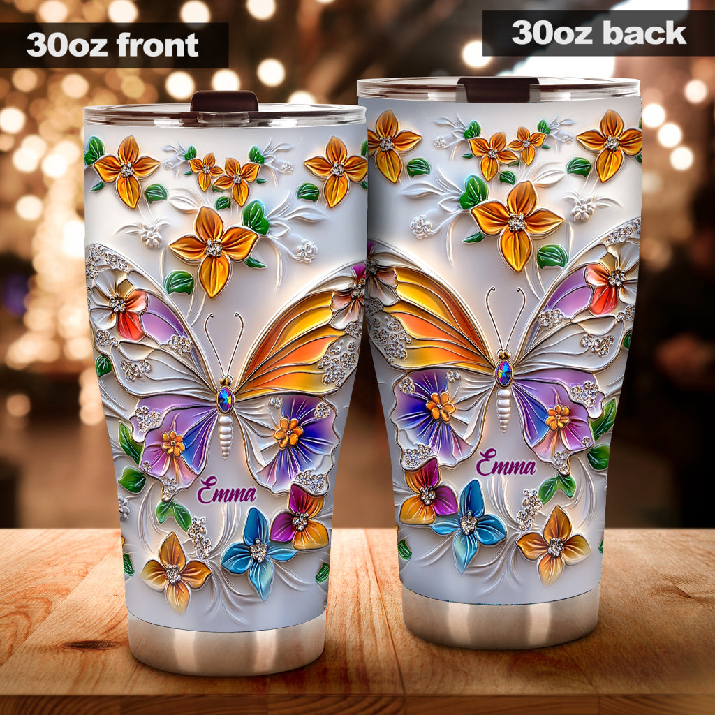 Stunning Butterfly - Personalized Butterfly Tumbler