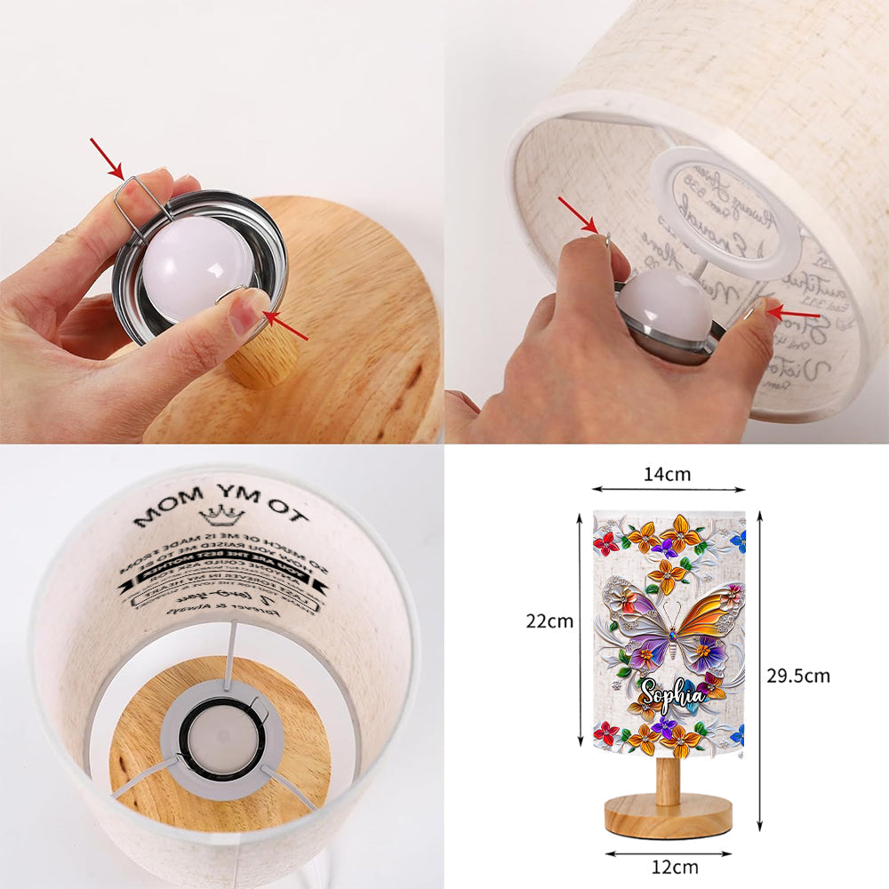 Stunning Butterfly Dragonfly Hummingbird - Personalized Butterfly Tableside Lamp with Wood Base