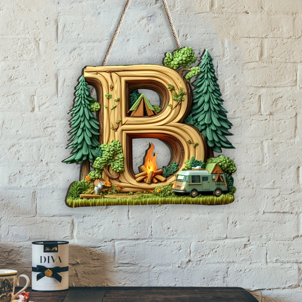 Camping Letter - Personalized Camping Custom Shaped Wood Sign