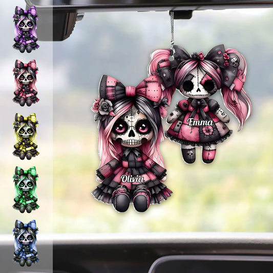 Sister Sister - Personalized Skull Car Ornament