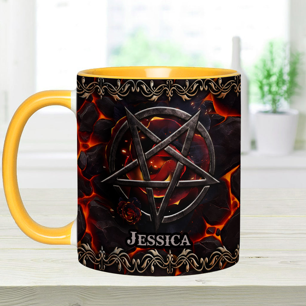 Volcanic Pentacle - Personalized Witch Accent Mug
