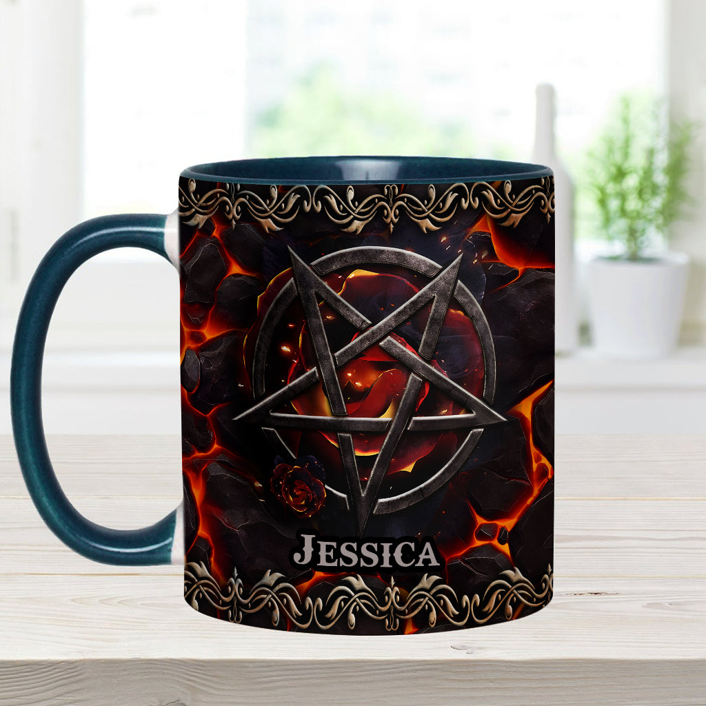 Volcanic Pentacle - Personalized Witch Accent Mug