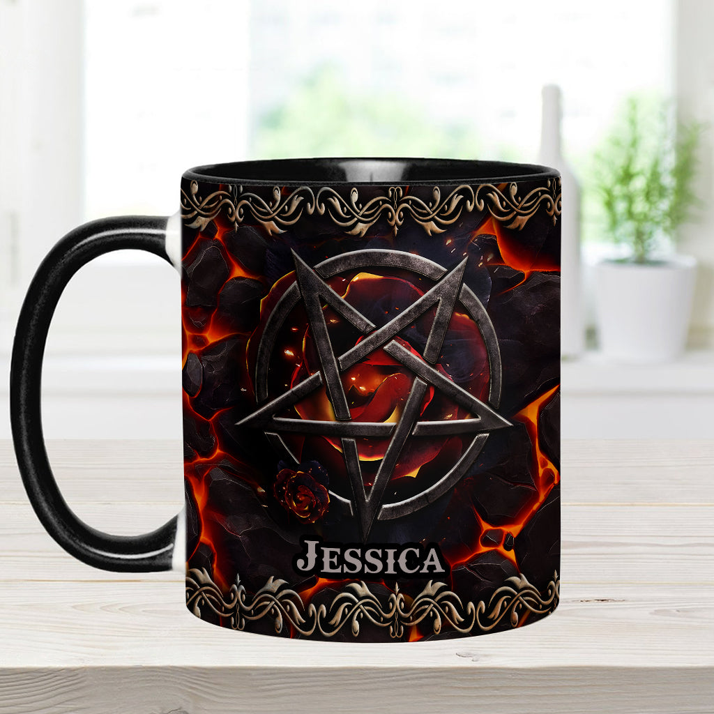 Volcanic Pentacle - Personalized Witch Accent Mug