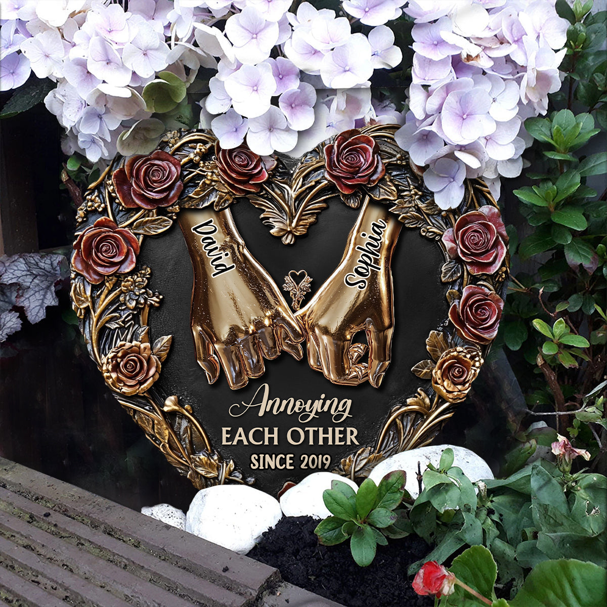 Annoying Each Other - Personalized Couple Heart Shaped Stone