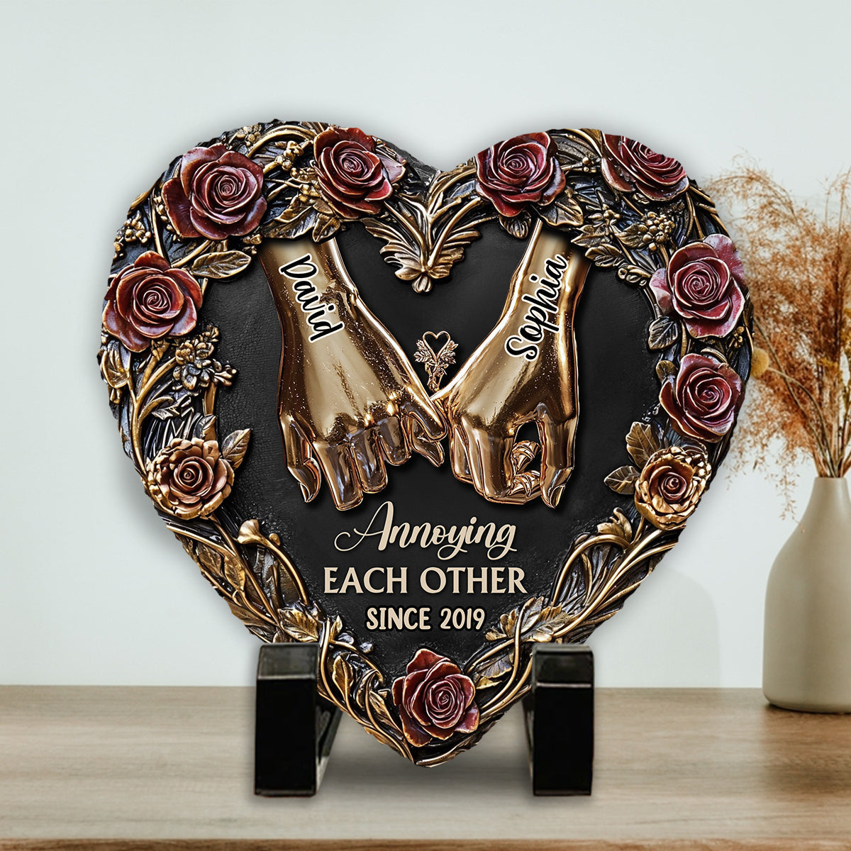 Annoying Each Other - Personalized Couple Heart Shaped Stone