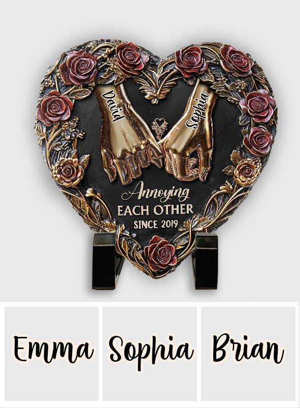 Annoying Each Other - Personalized Couple Heart Shaped Stone