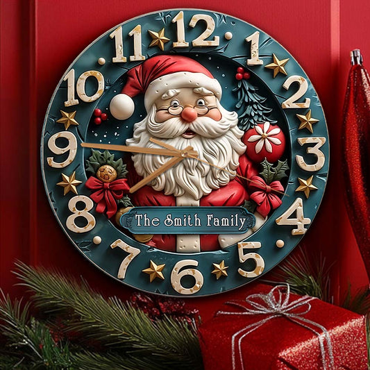 It's Time For Santa - Personalized Family Wall Clock